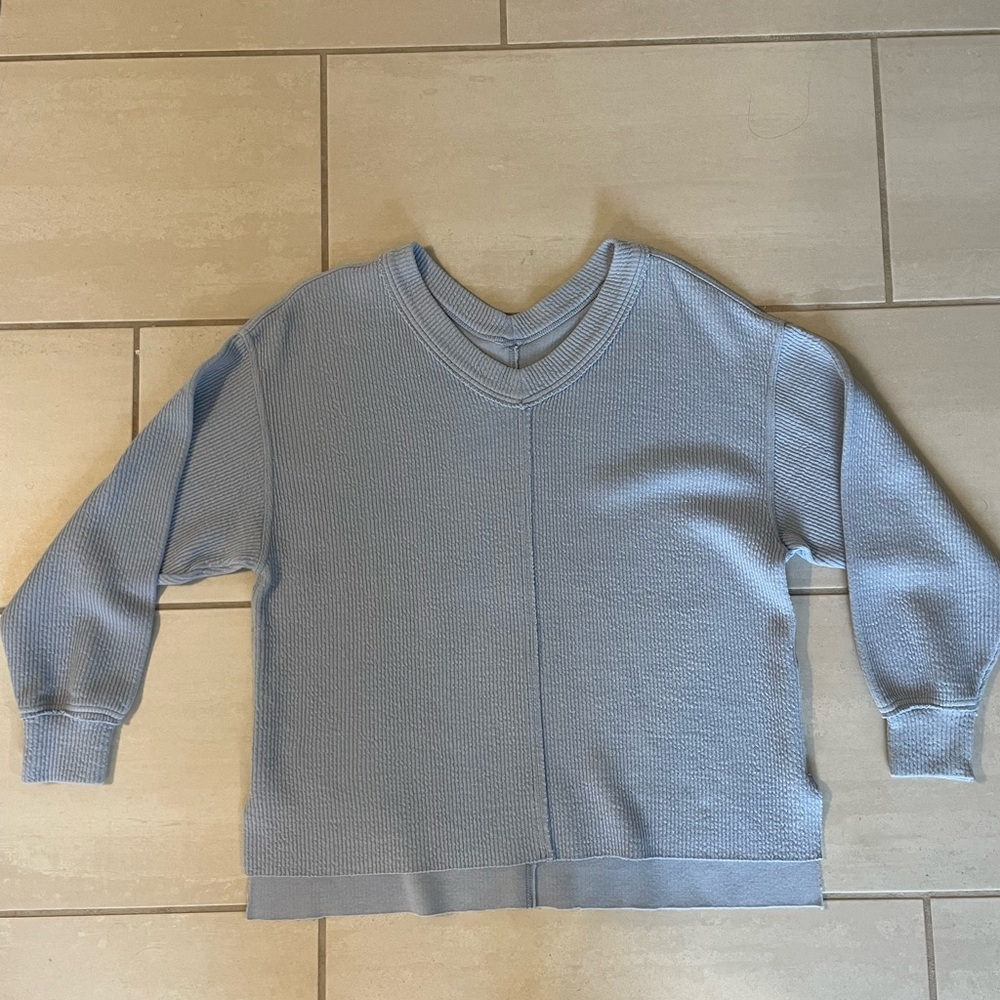 Aerie Wonder Light Blue V-Neck Sweater Sweatshirt